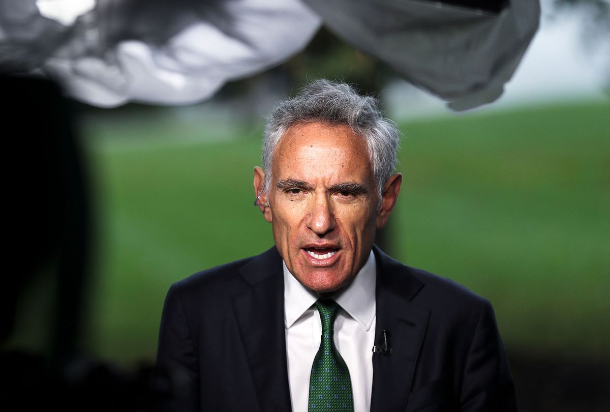 White House coronavirus adviser Dr. Scott Atlas, speaks during a TV interview with OAN on October 12, 2020 in Washington, DC (Oliver Contreras/For The Washington Post via Getty Images)