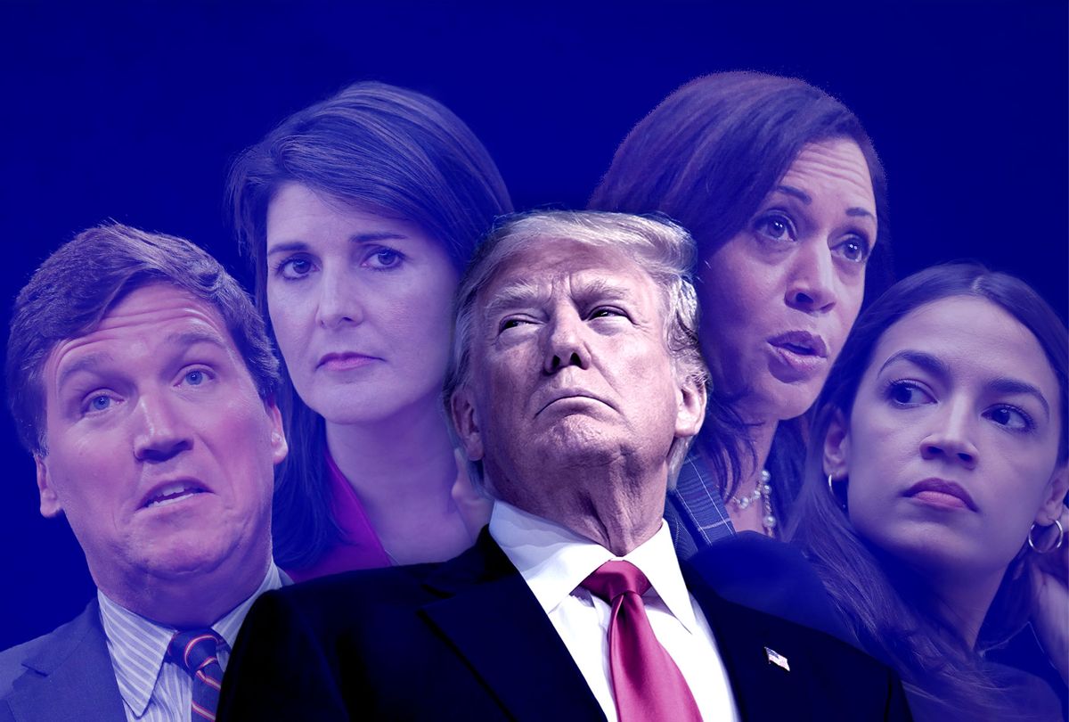 Donald Trump, Alexandria Ocasio-Cortez, Tucker Carlson, Nikki Haley and Kamala Harris (Photo illustration by Salon/Getty Images)