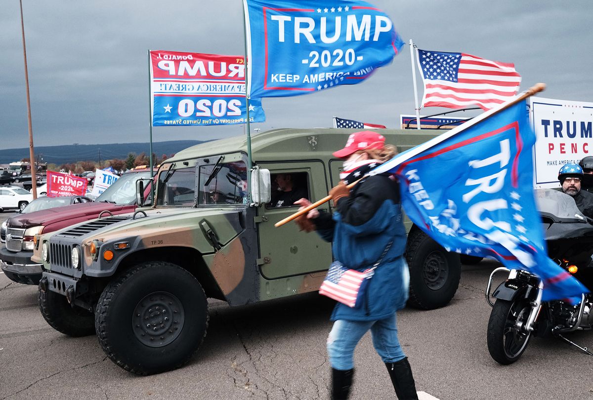 Supporters of President Donald Trump participate in a car and motorcycle rally at a mall on November 1, 2020 in Wilkes-Barre, Pennsylvania. President Trump is campaigning in the crucial state of Pennsylvania before the U.S. presidential election on November 3. (Spencer Platt/Getty Images)