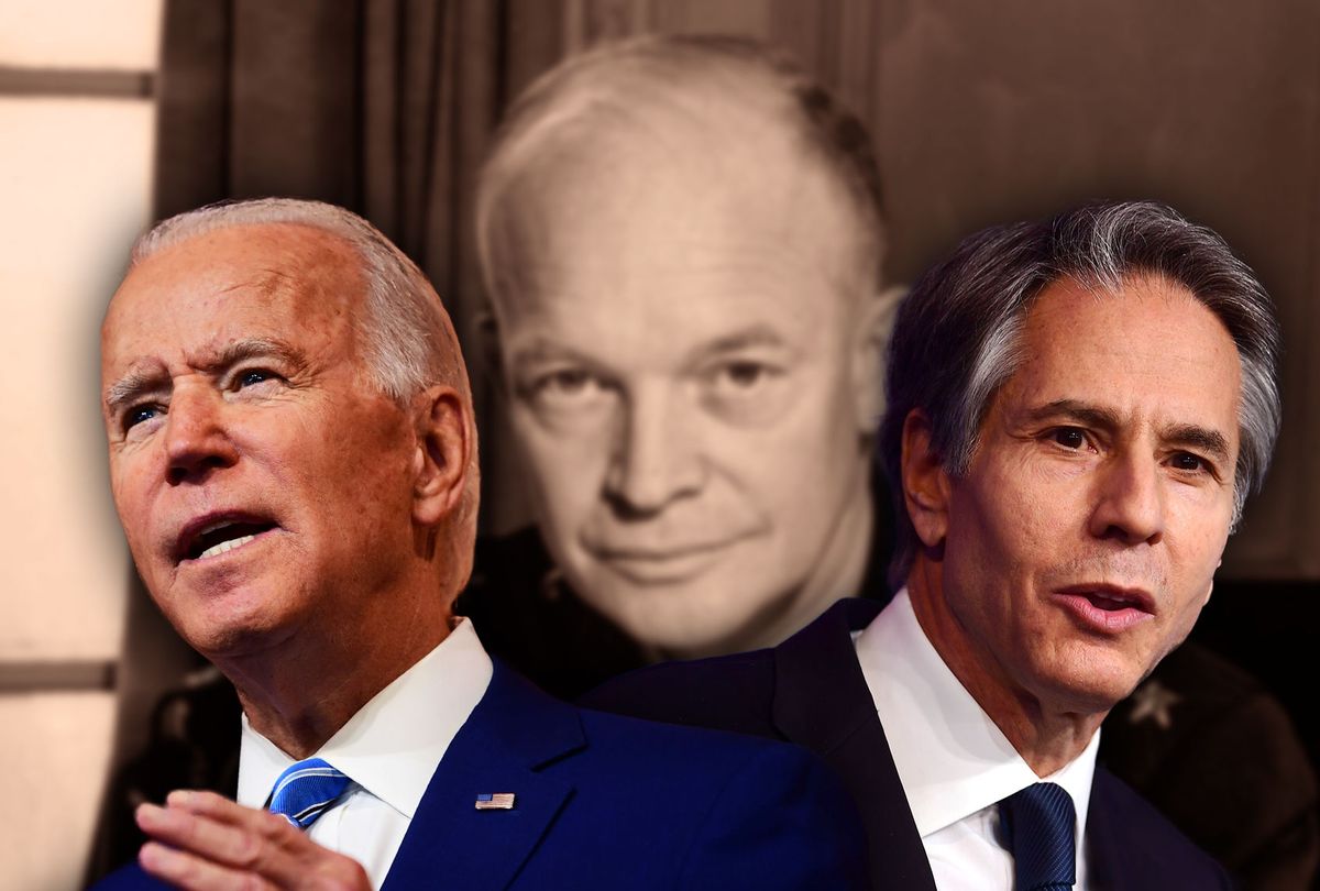 Joe Biden, Antony Blinken and Dwight Eisenhower (Photo illustration by Salon/Getty Images)