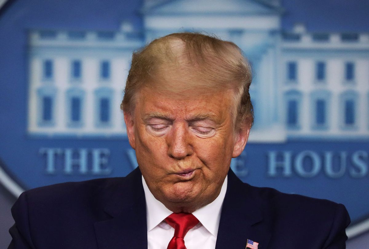 U.S. President Donald Trump pauses during a news conference at the James Brady Press Briefing Room at the White House February 29, 2020 in Washington, DC. (Alex Wong/Getty Images)