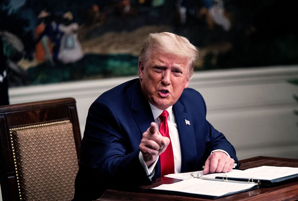 President Donald Trump speaks in the Diplomatic Room of the White House on Thanksgiving on November 26, 2020 in Washington, DC. Trump had earlier made the traditional call to members of the military stationed abroad through video teleconference. (Erin Schaff - Pool/Getty Images)