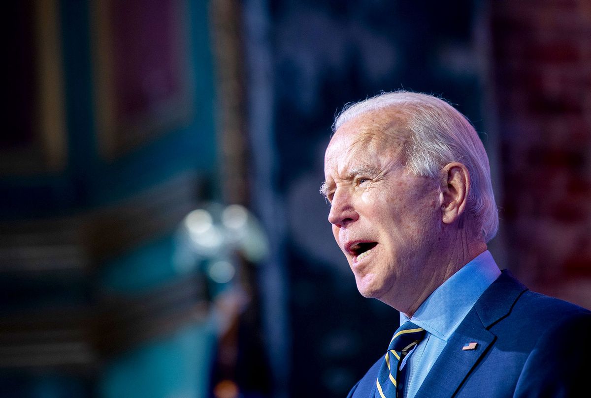 President-elect Joe Biden delivers remarks at the Queen Theater on December 28, 2020 in Wilmington, Delaware. Biden will be inaugurated as the 46th president in a scaled-down ceremony in Washington D.C. due to the coronavirus (COVID-19) pandemic on January 20, 2021. (Mark Makela/Getty Images)
