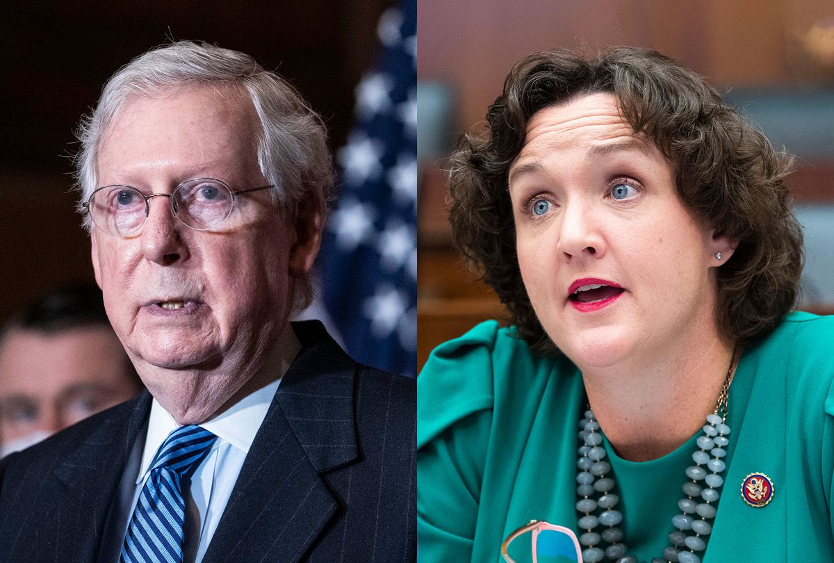 Katie Porter and Mitch McConnell (Photo illustration by Salon/Getty Images)