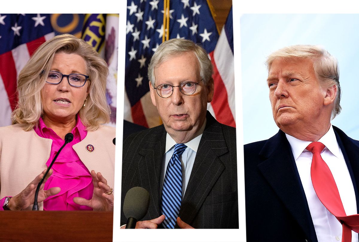 Donald Trump, Liz Cheney and Mitch McConnell (Photo illustration by Salon/Getty Images)