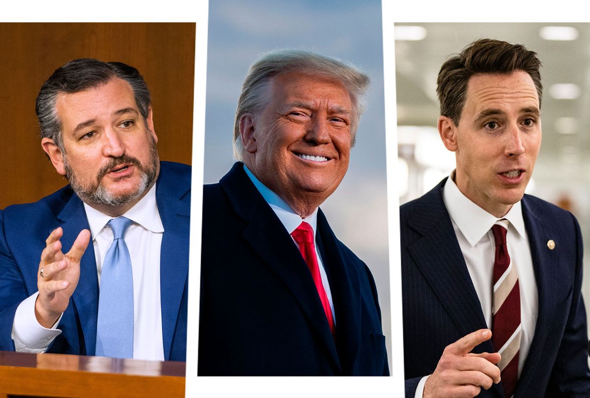 Ted Cruz, Donald Trump and Josh Hawley (Photo illustration by Salon/Getty Images)