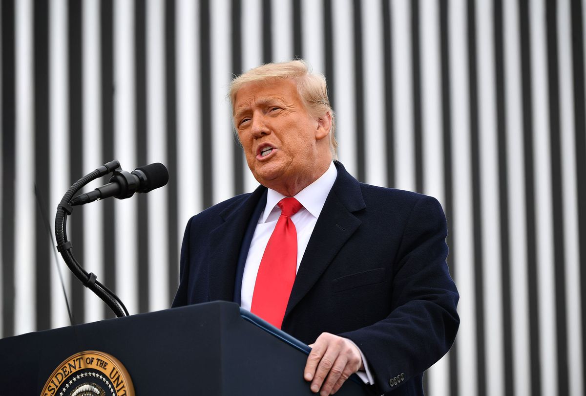 US President Donald Trump speaks after touring a section of the border wall in Alamo, Texas on January 12, 2021. (MANDEL NGAN/AFP via Getty Images)