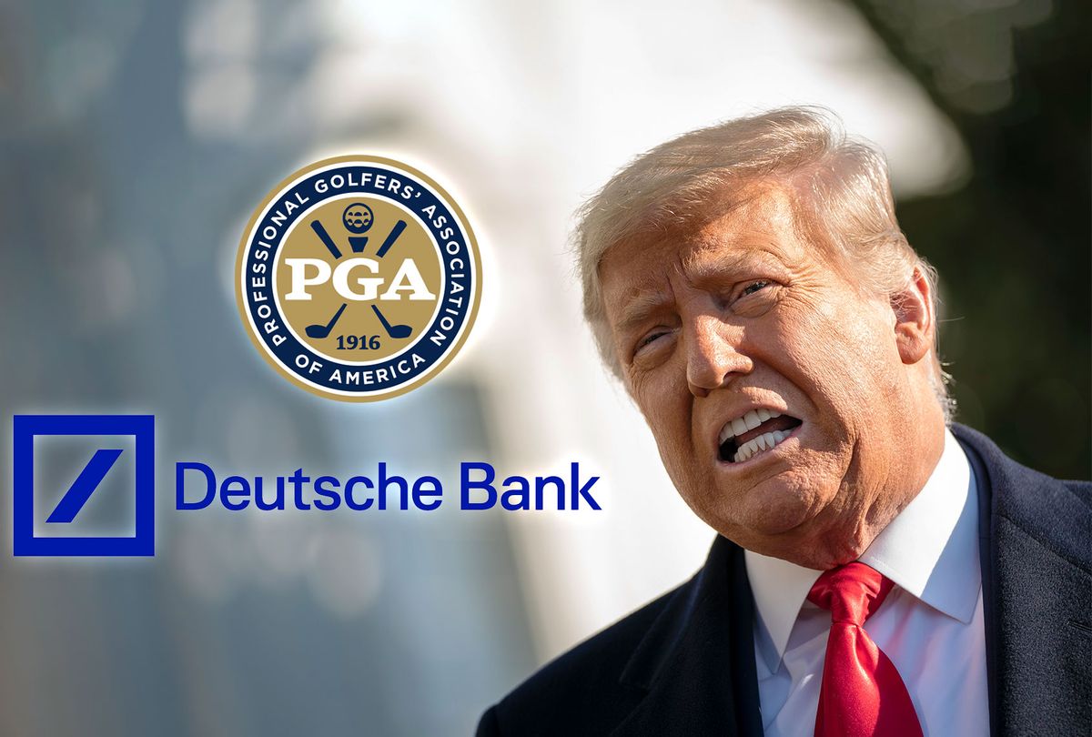 Donald Trump | Logos of the Professional Golfers' Association of America and Deutsche Bank (Photo illustration by Salon/Getty Images)