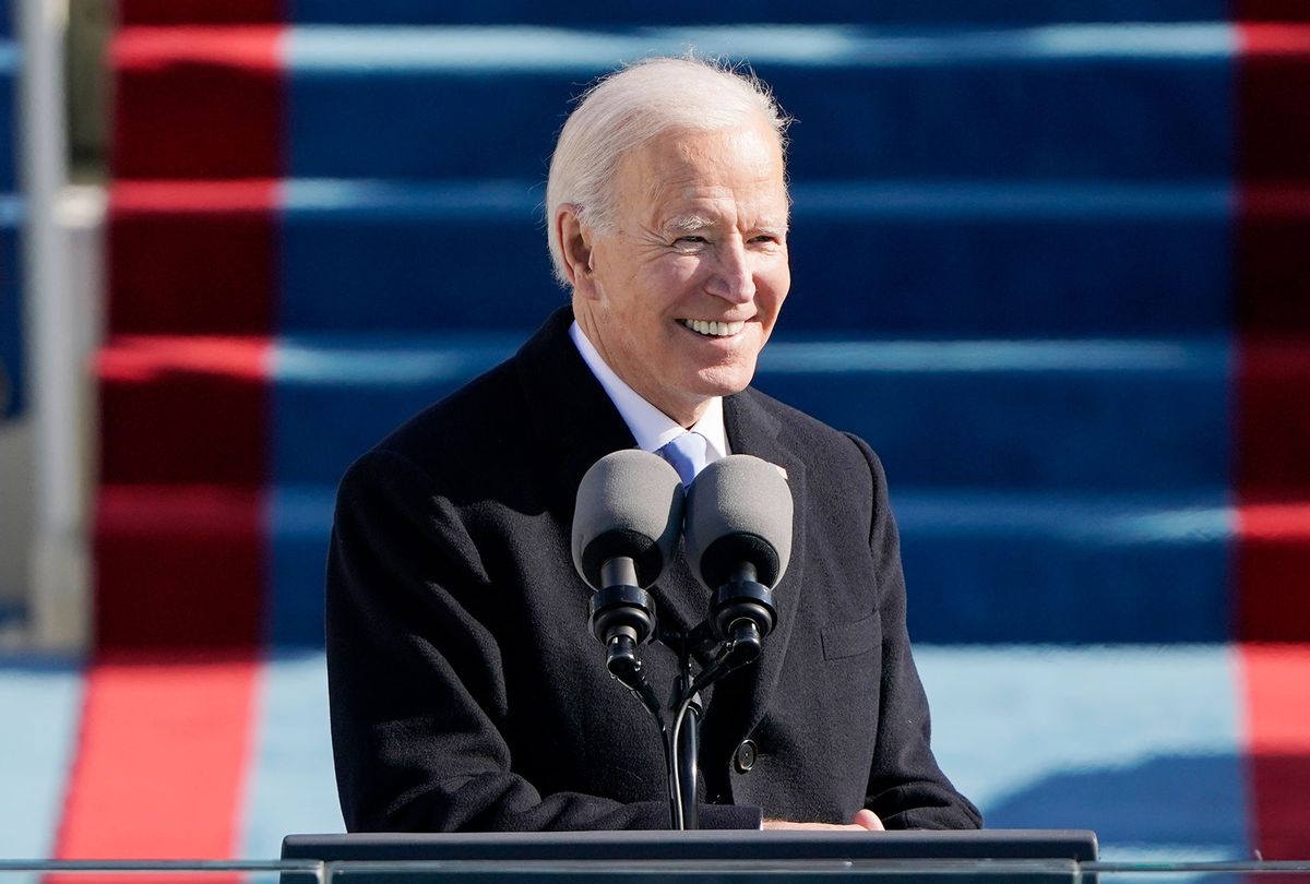 President Joe Biden speaks during the the 59th inaugural ceremony on the West Front of the U.S. Capitol on January 20, 2021 in Washington, DC. During today's inauguration ceremony Joe Biden becomes the 46th president of the United States. (Patrick Semansky-Pool/Getty Images)