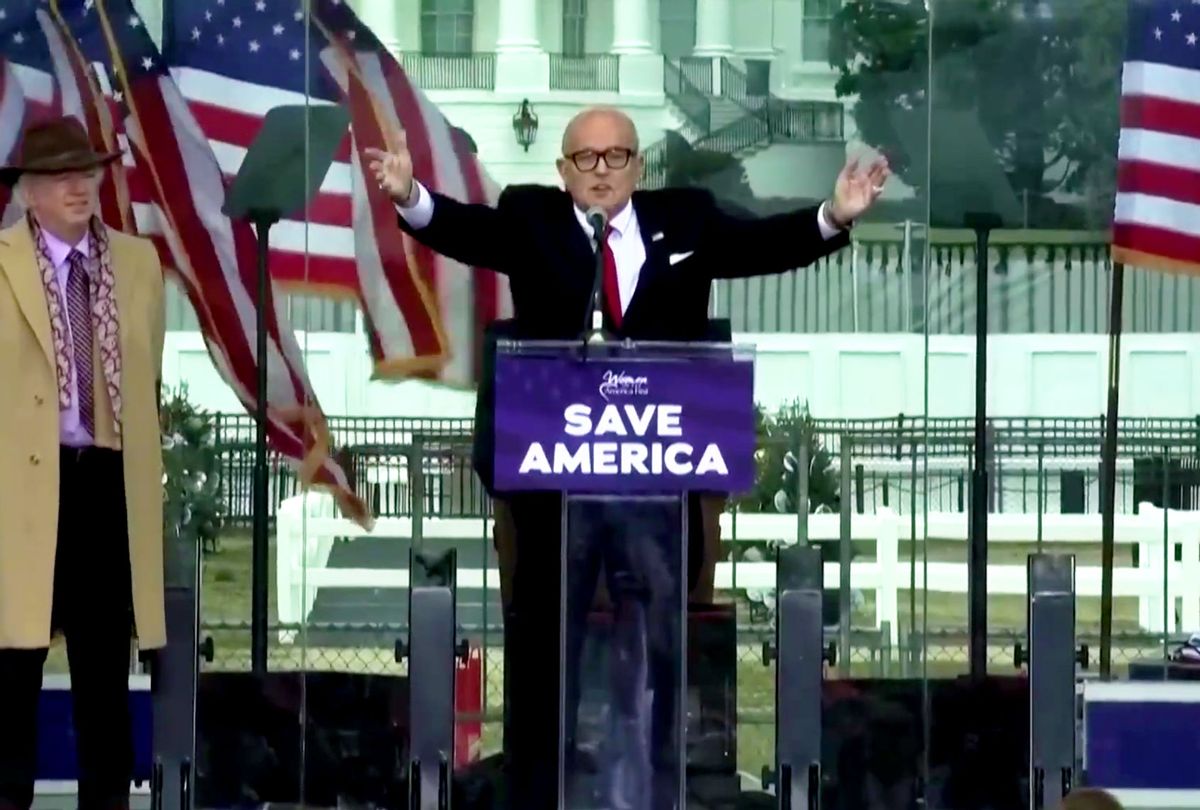 U.S. President Donald Trump's lawyer Rudy Giuliani at a rally on Wednesday called for "trial by combat" to dispute the U.S. presidential election results. (Reuters)
