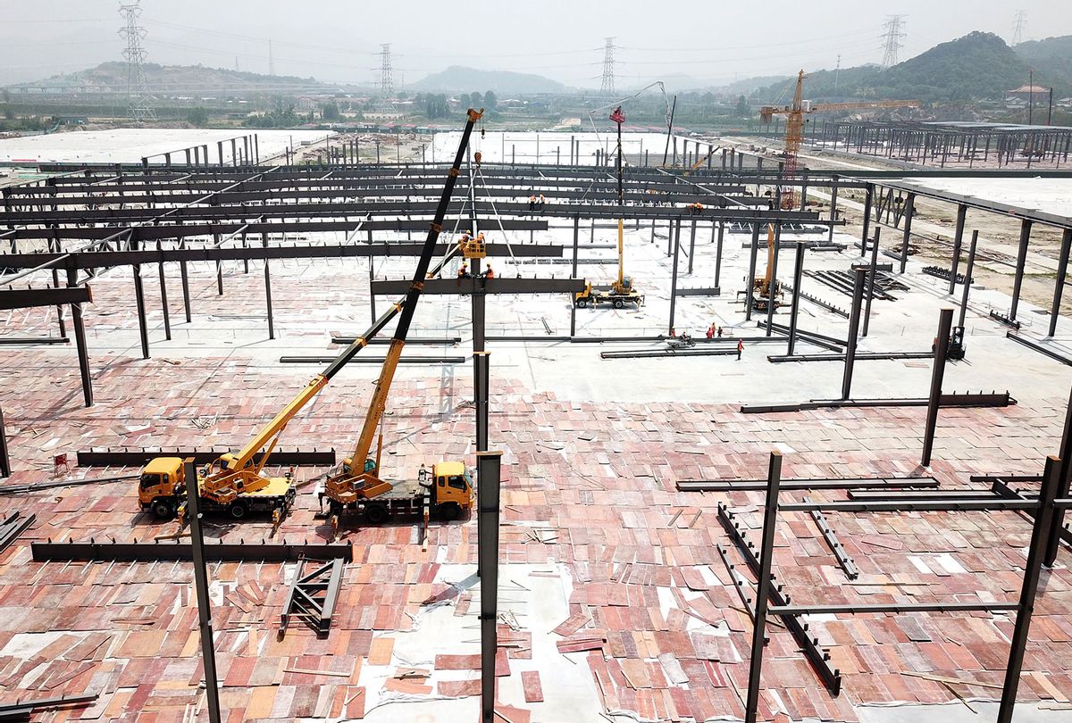 The Belt and Road Initiative supply chain base is in construction on 08th June, 2020 in Lianyungang, Jiangsu, China. (TPG/Getty Images)