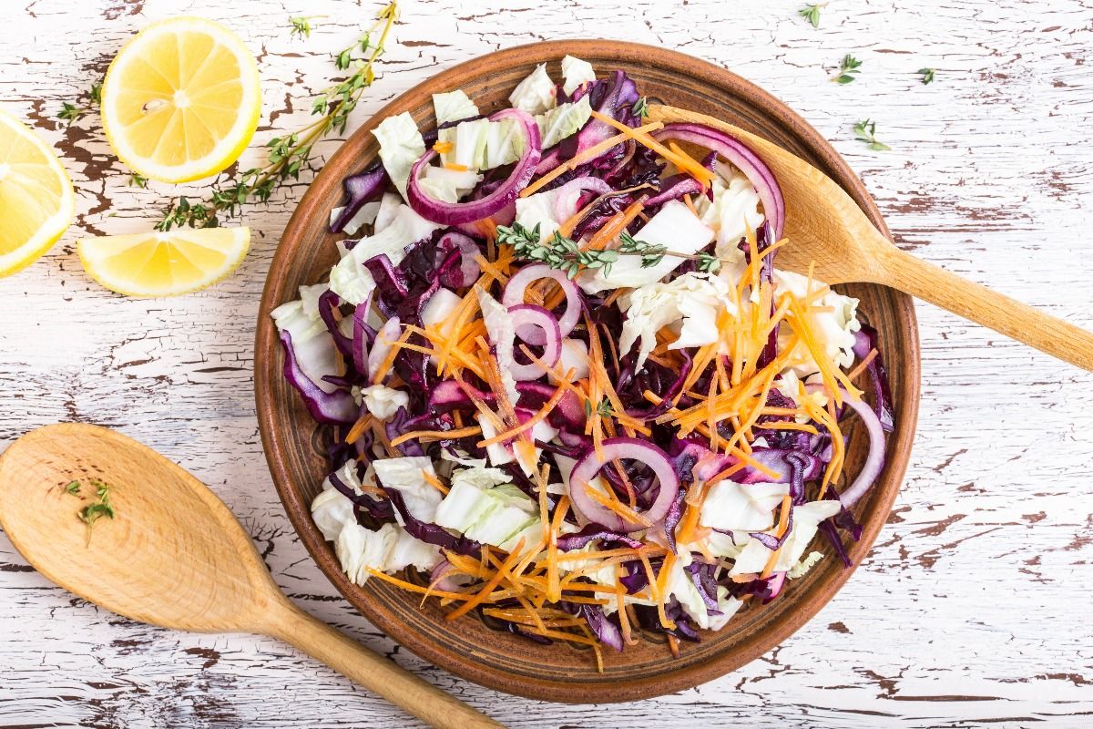 Vegatable salad with red cabbage, carrot, Chinese cabbage and red onion. (Getty Images)