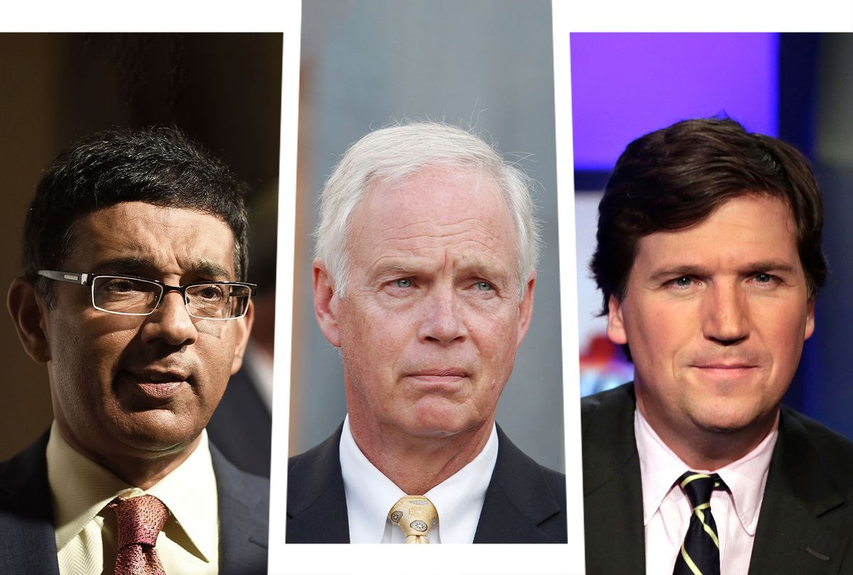 Ron Johnson, Dinesh D'Souza and Tucker Carlson (Photo illustration by Salon/Getty Images)