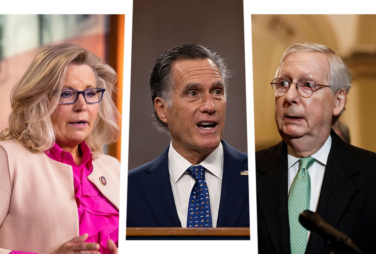 Liz Cheney, Mitt Romney and Mitch McConnell (Photo illustration by Salon/Getty Images)
