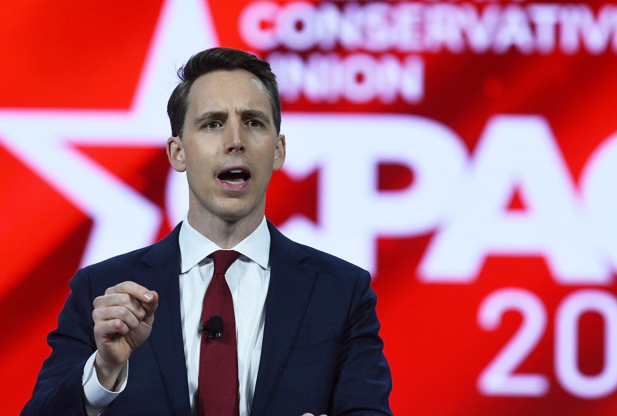 Sen. Josh Hawley addresses attendees at the 2021 CPAC (Paul Hennessy/SOPA Images/LightRocket via Getty Images)