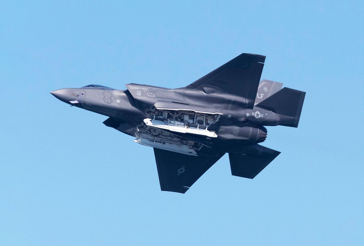 U.S. Air Force Lockheed Martin F-35 Lightning stealth fighter flies over the San Francisco Bay in San Francisco, California on October 13, 2019. (Yichuan Cao/NurPhoto via Getty Images)