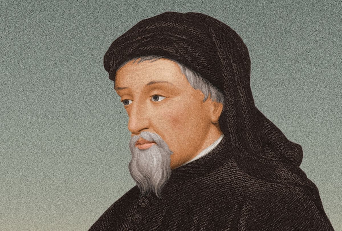Circa 1390, Portrait of Geoffrey Chaucer (c 1342-1400). English poet, soldier and diplomat 1360-70. Wrote 'The Canterbury Tales.' 
 ((Photo by Stock Montage/Getty Images))