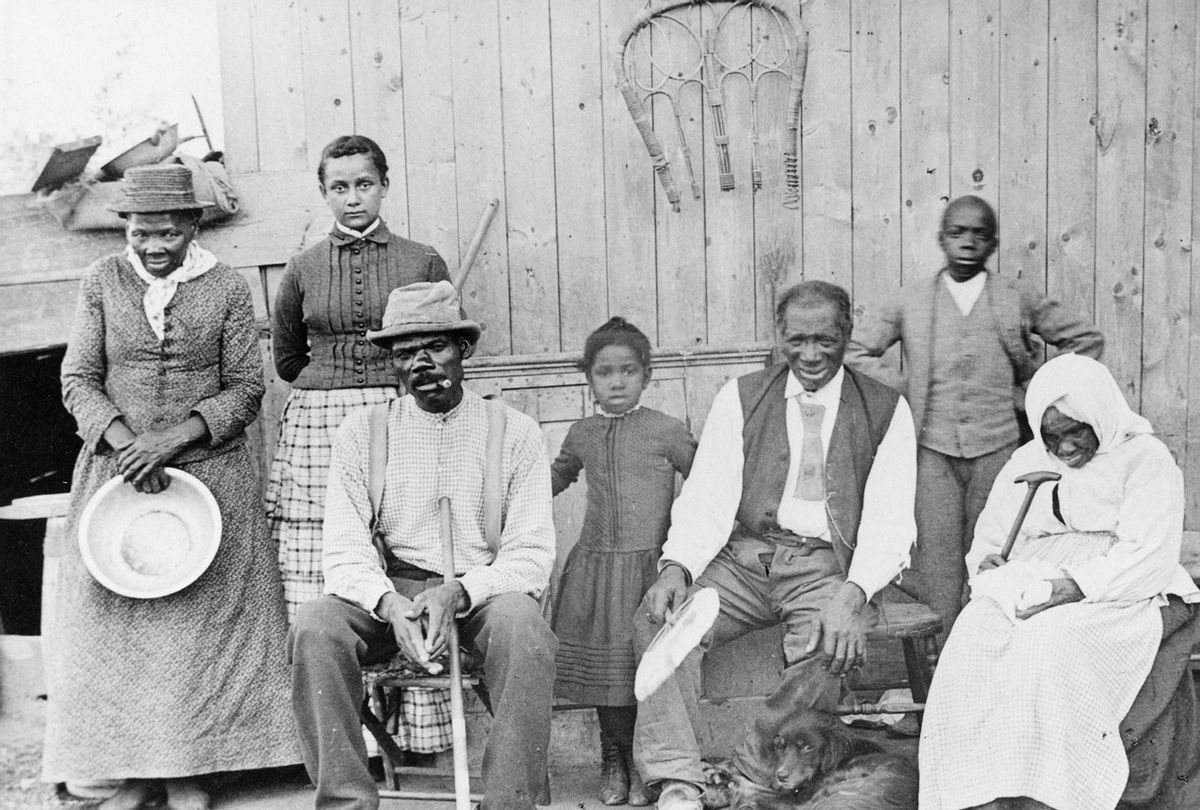 On the far left, Harriet Tubman (c1820 - 1913) abolitionist leader and founder of the Underground Railroad (MPI/Getty Images)
