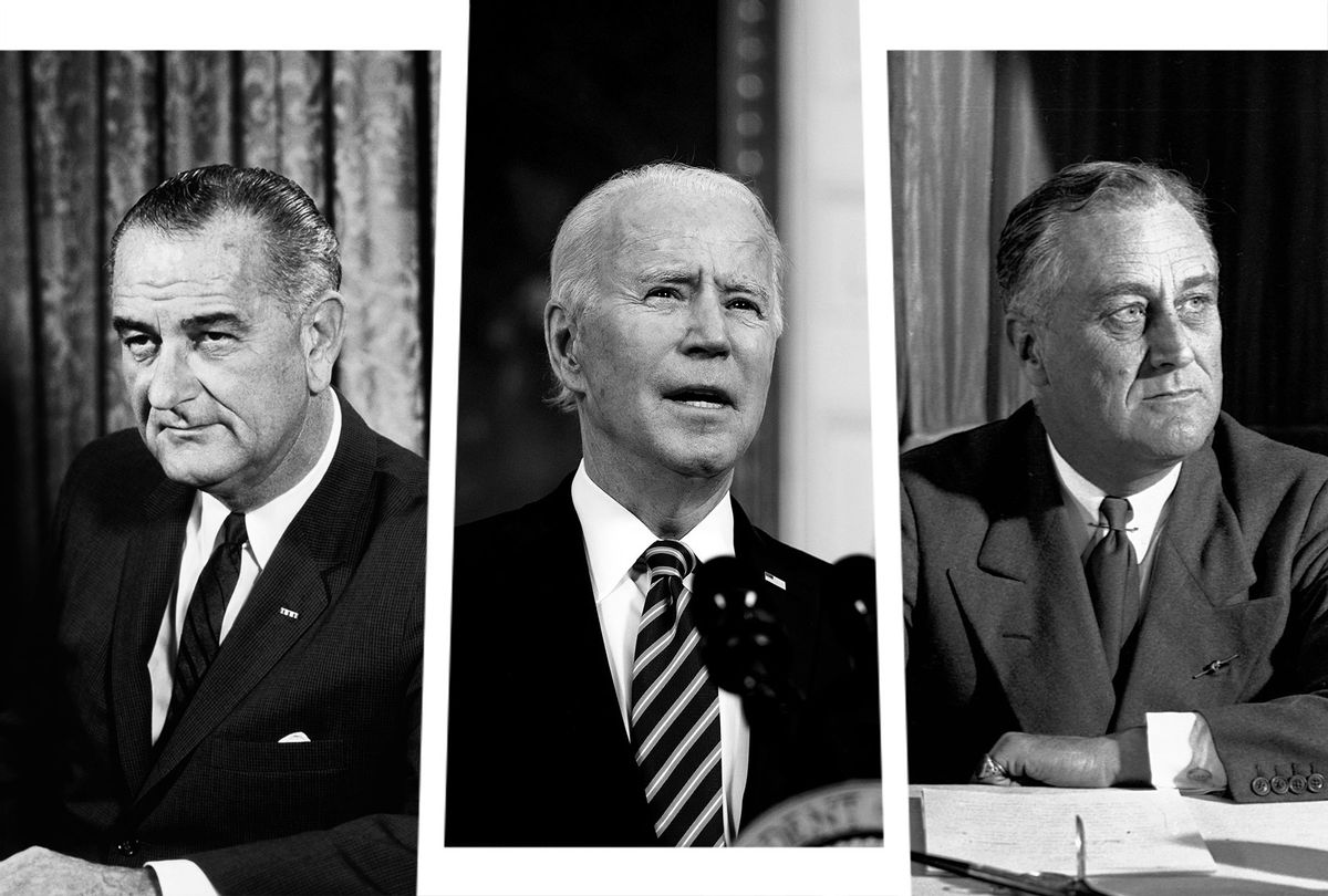 Lyndon B Johnson, Joe Biden and Franklin Delano Roosevelt (Photo illustration by Salon/Getty Images)