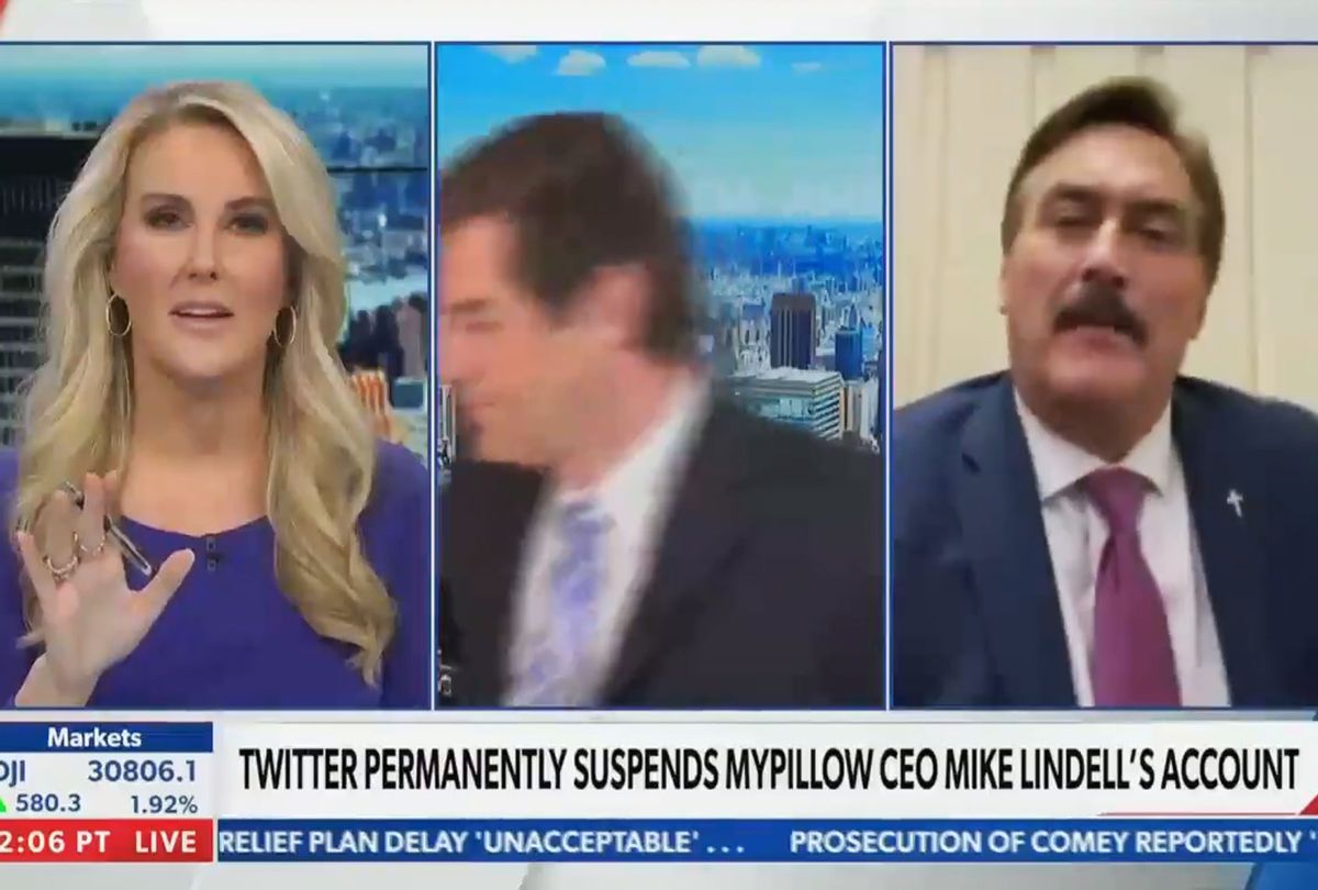 Newsmax Host walks off during an interview with the My Pillow guy (Twitter/Newsmax)