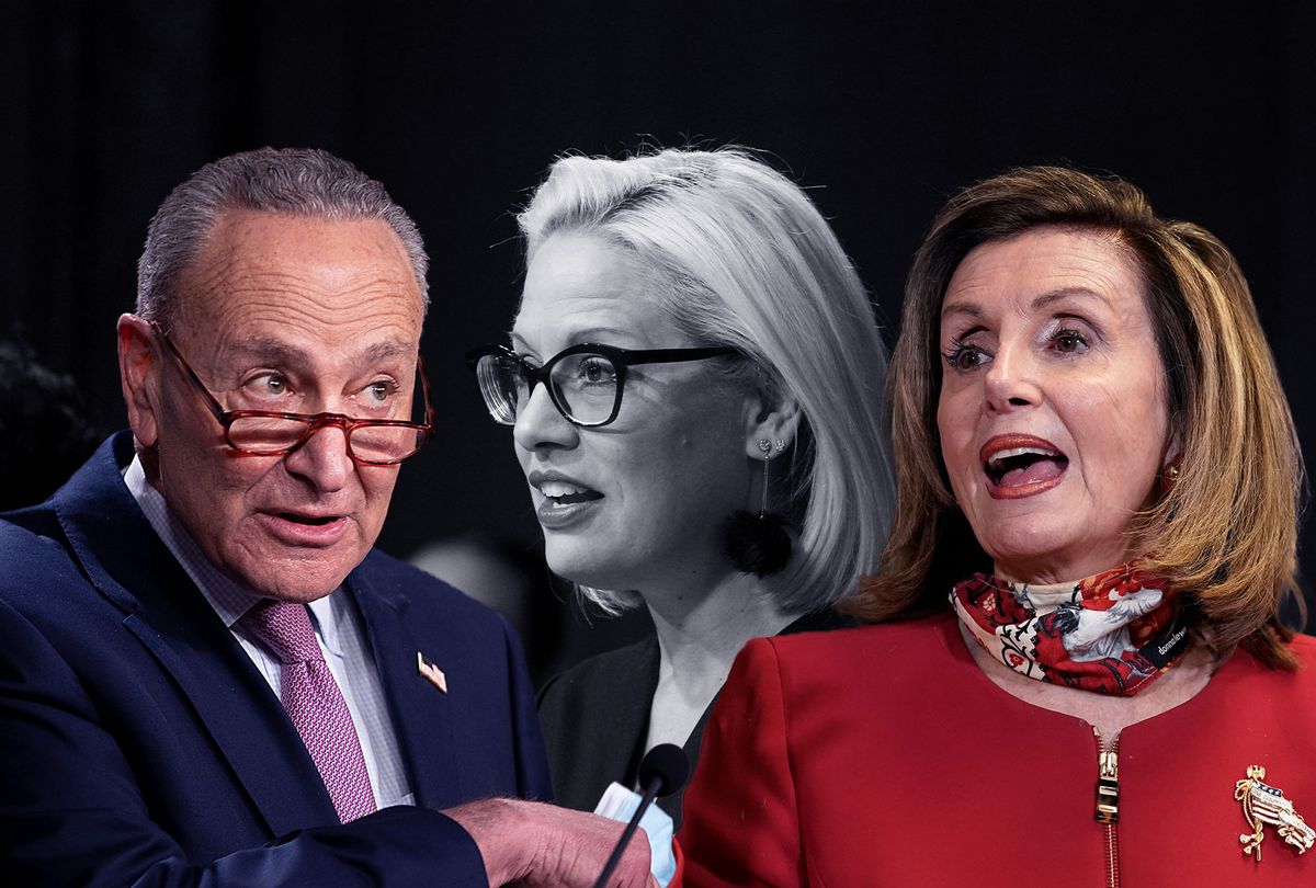 Nancy Pelosi, Chuck Schumer and Kyrsten Sinema (Photo illustration by Salon/Getty Images)
