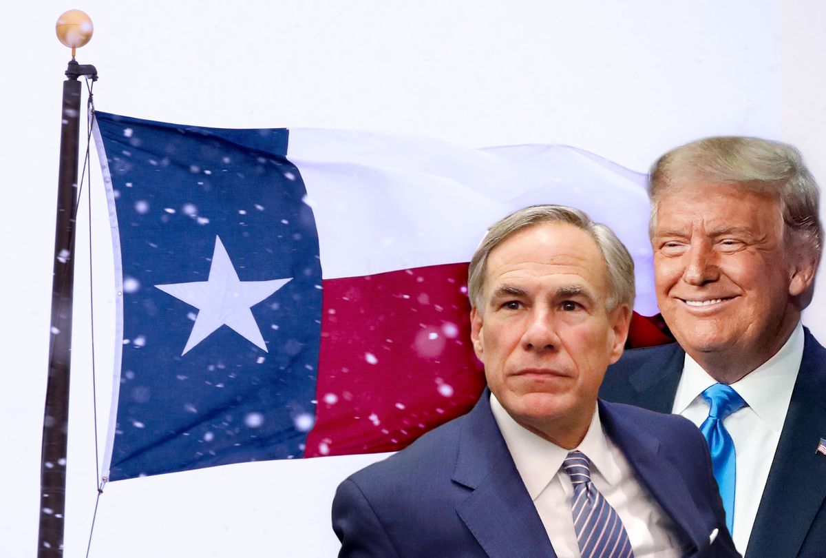 Greg Abbott, Donald Trump and the snowstorm in Texas (Photo illustration by Salon/Getty Images)