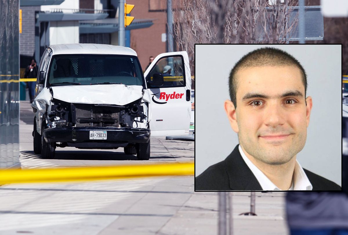 Alek Minassian, in custody for driving the van involved in a collision that injured at least eight people at Yonge St. and Finch Avenue on April 23, 2018 in Toronto, Canada. (Photo illustration by Salon/Getty Images/Linkedin)