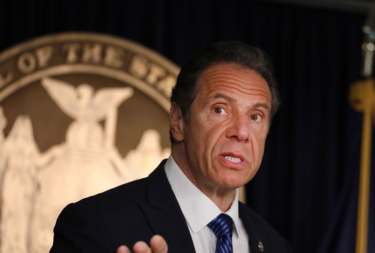 New York Governor Andrew Cuomo speaks to members of the media at a news conference on May 21, 2020 in New York City. While the governor continued to say that New York City is seeing a steady decline in coronavirus cases, he also mentioned that the number of countries reporting a mysterious illness in children believed to be connected to COVID-19 has nearly doubled in just one week. (Spencer Platt/Getty Images)