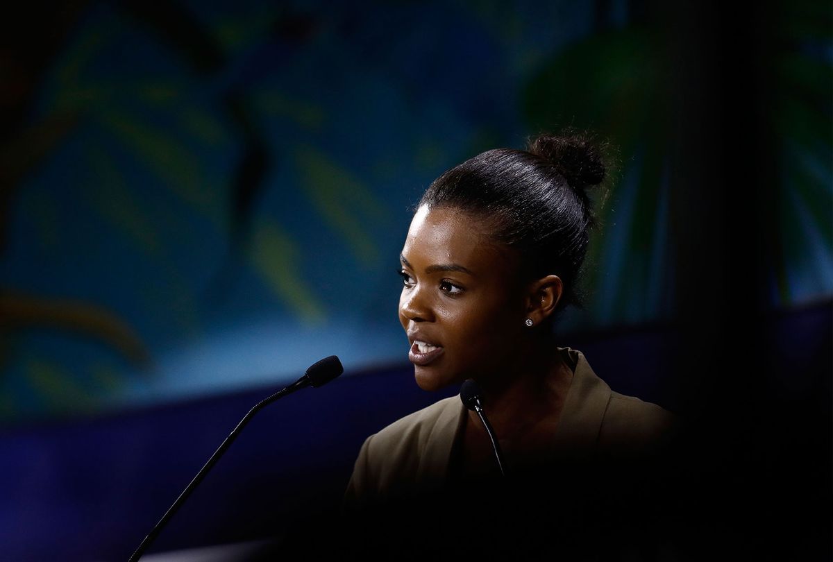 US activist Candace Owens delivers a speech during the "Convention de la Droite" in Paris on September 28, 2019. (SAMEER AL-DOUMY/AFP via Getty Images)
