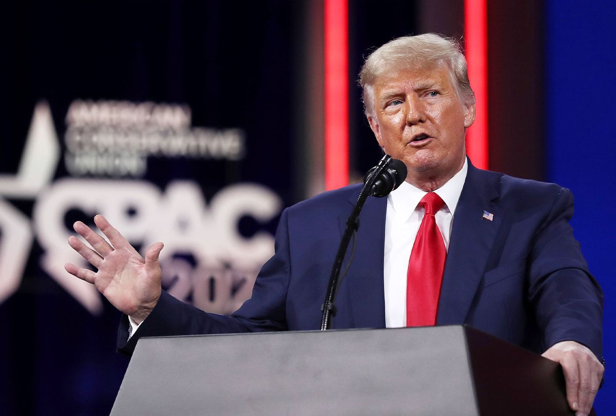 Former U.S. President Donald Trump addresses the Conservative Political Action Conference (CPAC) held in the Hyatt Regency on February 28, 2021 in Orlando, Florida.  (Joe Raedle/Getty Images)