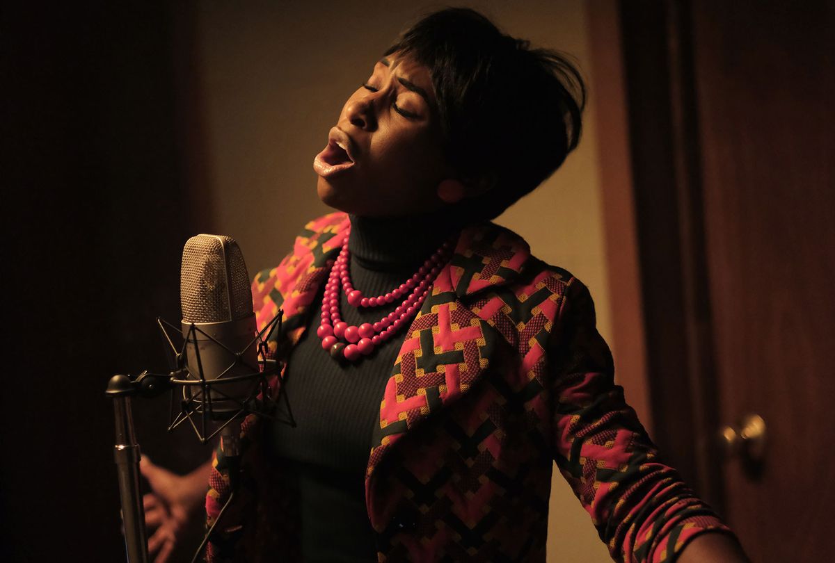 Aretha Franklin, played by Cynthia Erivo, recording at Fame Studios in Muscle Shoals, AL. (National Geographic/Richard DuCree)
