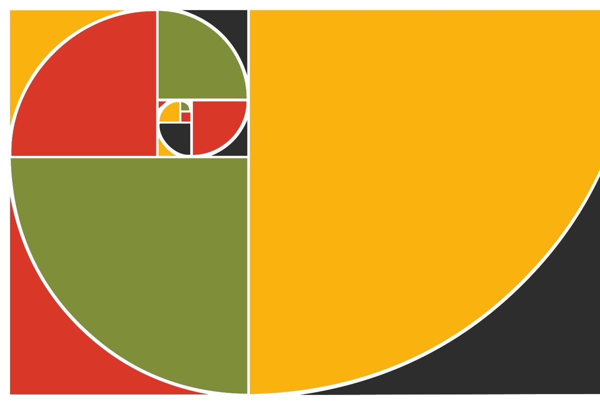 Golden ratio Fibonacci spiral in Pan African colors (iStock/Getty)