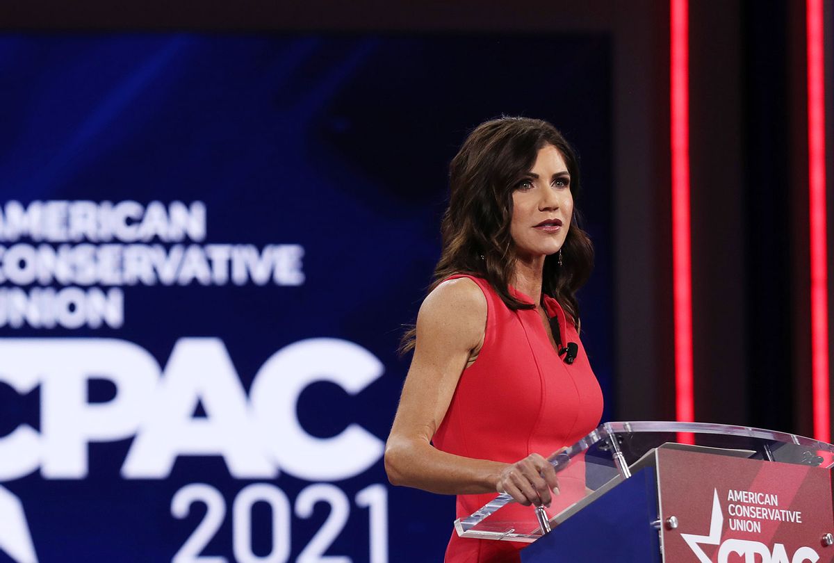 South Dakota Gov. Kristi Noem addresses the Conservative Political Action Conference held in the Hyatt Regency on February 27, 2021 in Orlando, Florida. Begun in 1974, CPAC brings together conservative organizations, activists, and world leaders to discuss issues important to them. (Joe Raedle/Getty Images)