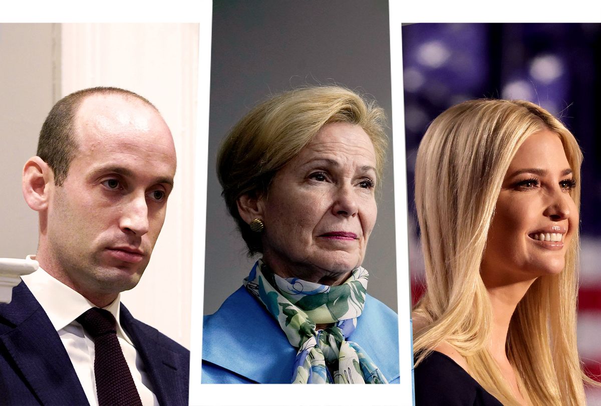 Stephen Miller, Deborah Birx and Ivanka Trump (Photo illustration by Salon/Getty Images)