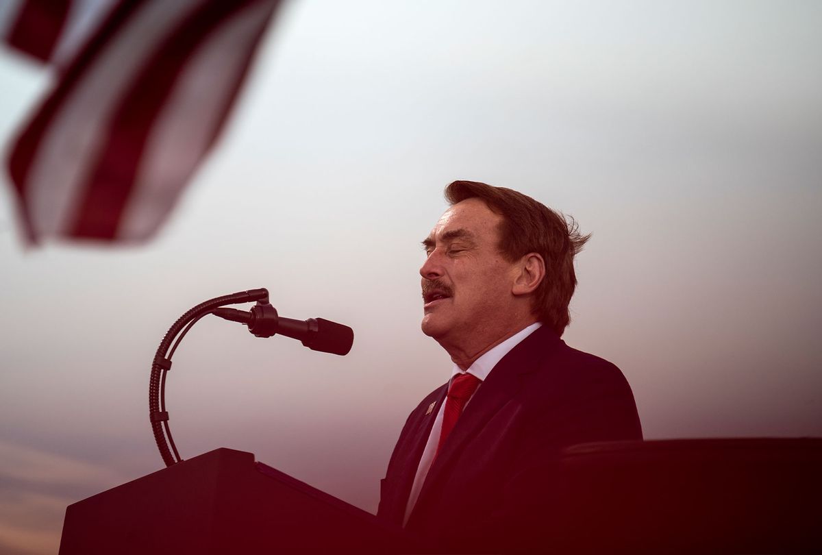 Michael Lindell, CEO of MyPillow Inc., speaks during a campaign rally for President Donald Trump at the Duluth International Airport on September 30, 2020 in Duluth, Minnesota. The rally is Trump's first after last night's Presidential Debate. (Stephen Maturen/Getty Images)