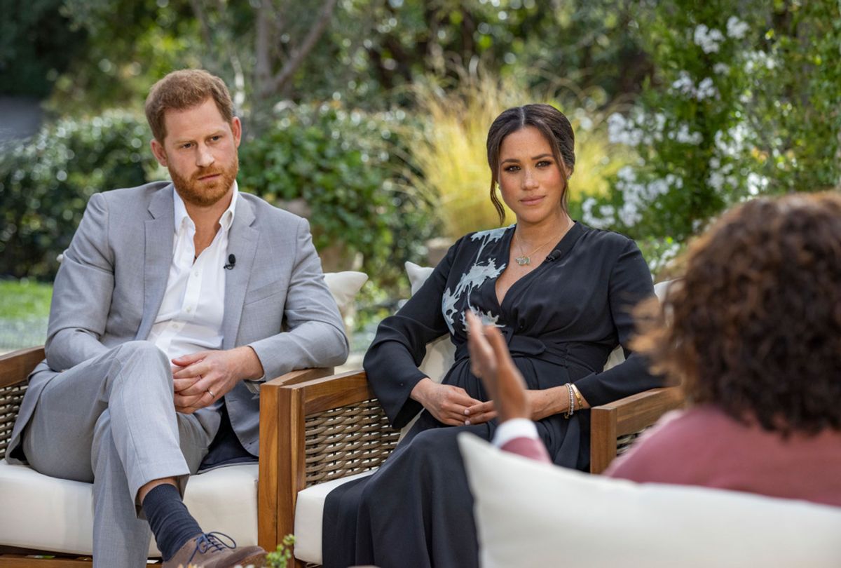 Oprah Winfrey as she sits down with Prince Harry and Meghan, The Duke and Duchess of Sussex, will be broadcast as a two-hour exclusive primetime special on Sunday, March 7 from 8:00-10:00 PM, ET/PT on the CBS Television Network. (Harpo Productions/ Joe Pugliese)