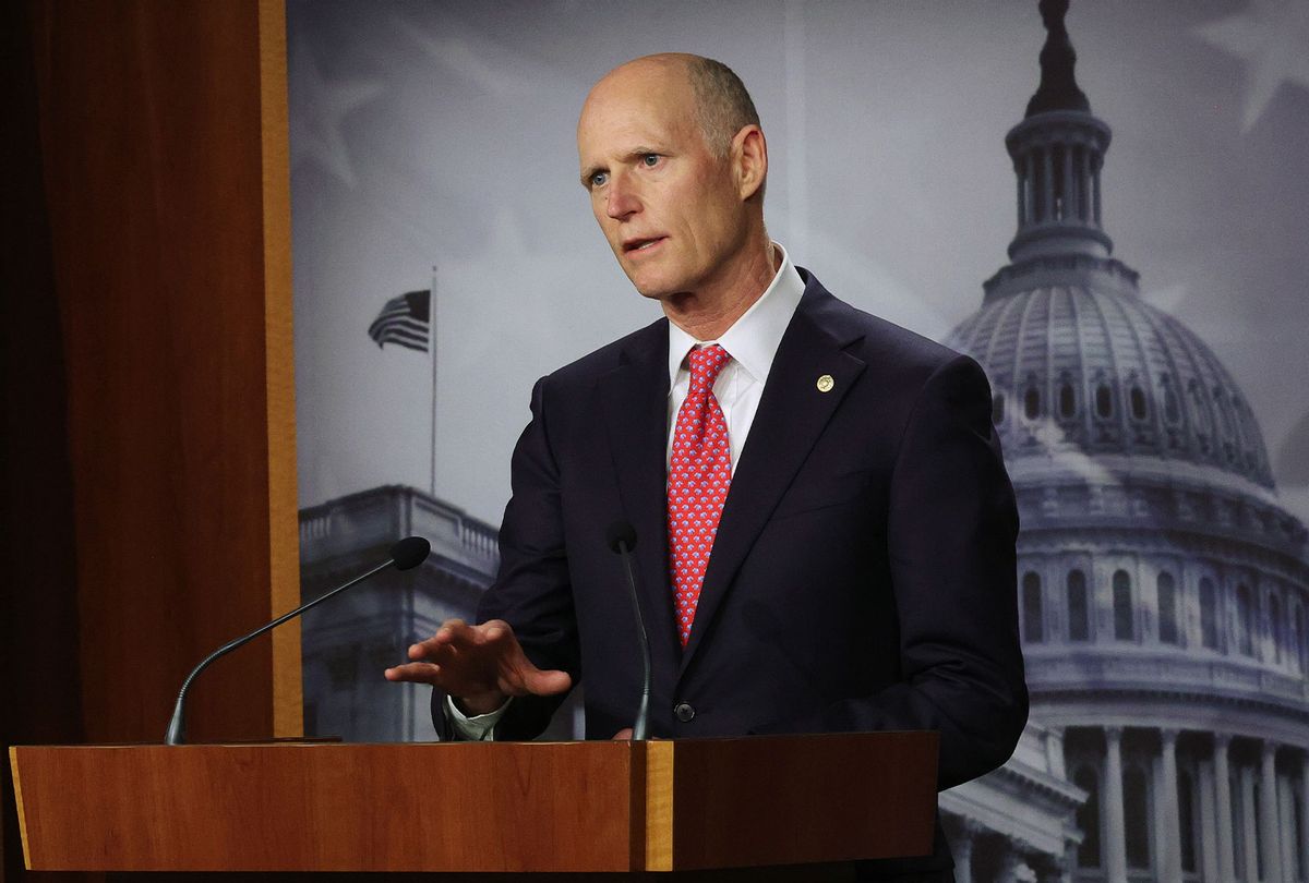 U.S. Sen. Rick Scott (R-FL) speaks during a news conference at the U.S. Capitol on March 5, 2021 in Washington, DC. The Senate continues to debate the latest COVID-19 relief bill. (Alex Wong/Getty Images)