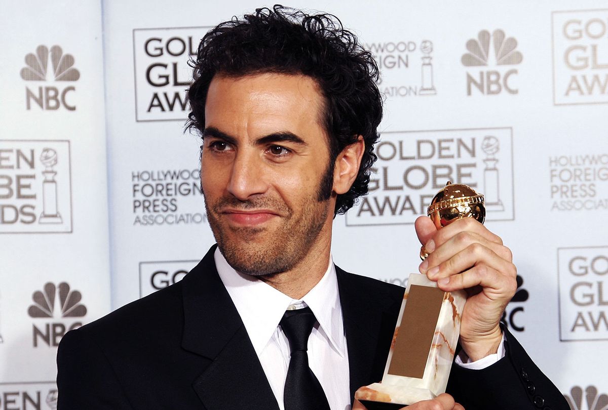 Actor Sacha Baron Cohen poses with his Best Performance by an Actor in a Motion Picture - Musical or Comedy award for "Borat: Cultural Learnings of America for Make Benefit Glorious Nation of Kazakhstan" backstage during the 64th Annual Golden Globe Awards at the Beverly Hilton on January 15, 2007 in Beverly Hills, California. (Kevin Winter/Getty Images)