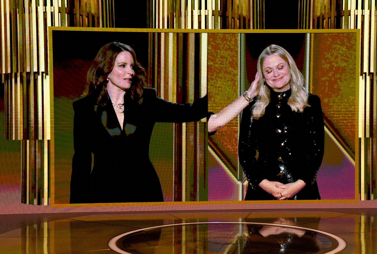 Tina Fey and Amy Poehler speak via livestream during the 78th Annual Golden Globe (Kevin Mazur/Getty Images for Hollywood Foreign Press Association)