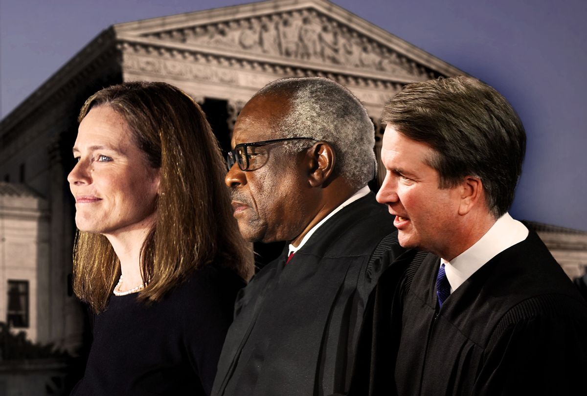 Amy Coney Barrett, Clarence Thomas and Brett Kavanaugh (Photo illustration by Salon/Getty Images)