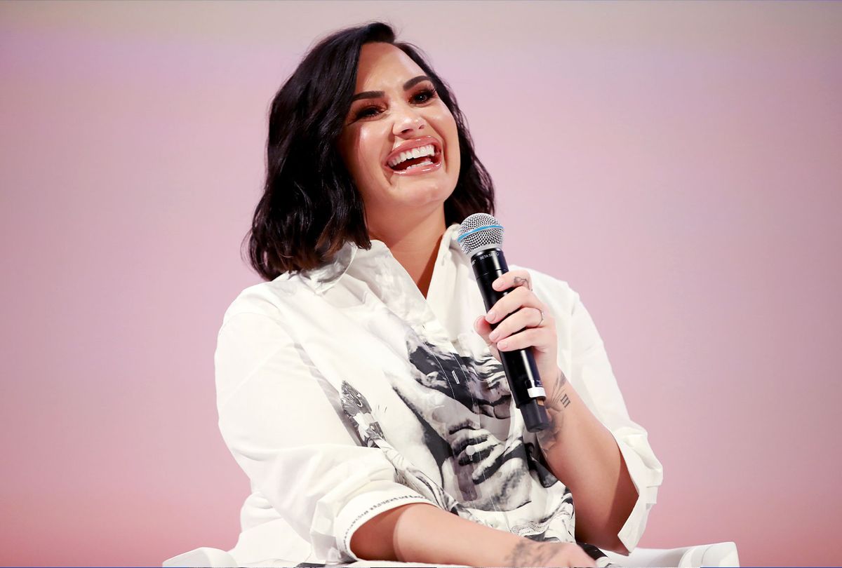Demi Lovato speaks on stage at the Teen Vogue Summit 2019 at Goya Studios on November 02, 2019 in Los Angeles, California. (Rich Fury/Getty Images for Teen Vogue)