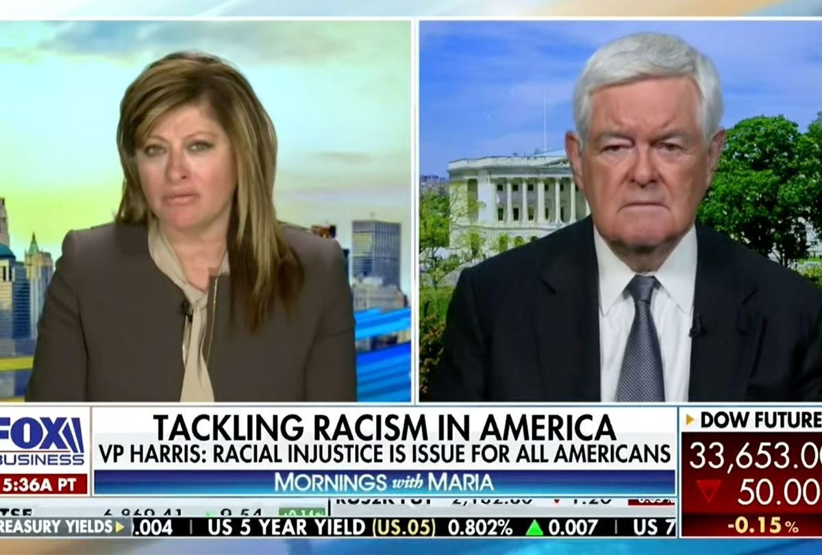 Maria Bartiromo and Newt Gingrich on the April 21, 2021 broadcast (FOX News)