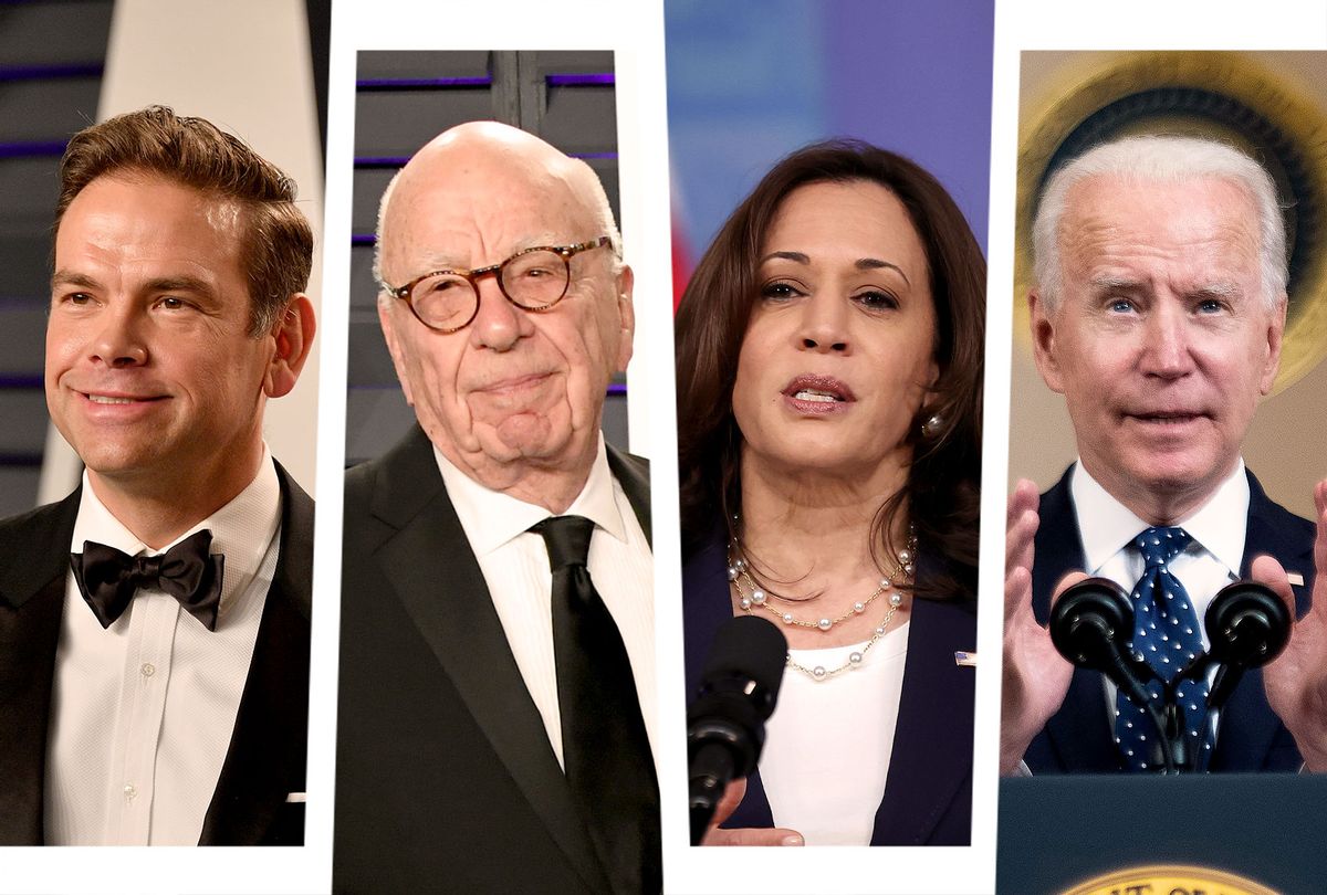 Lachlan Murdoch, Rupert Murdoch, Joe Biden and Kamala Harris

 (Photo illustration by Salon/Getty Images)