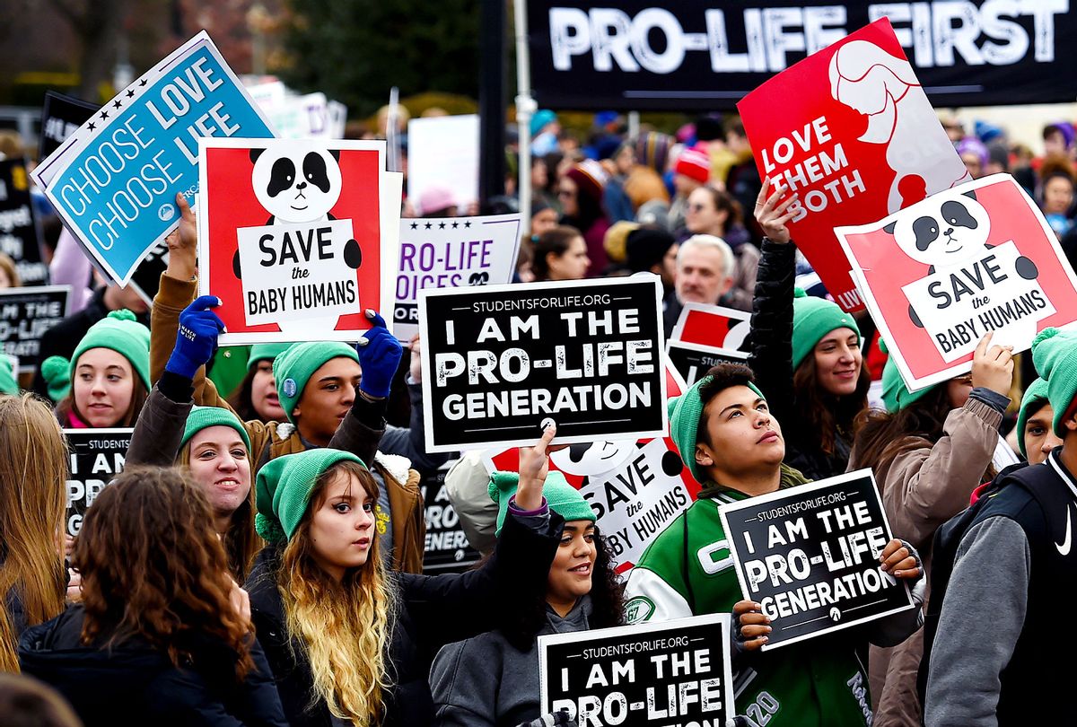 Pro-life activists demonstrate in front of the the US Supreme Court during the 47th annual March for Life on January 24, 2020 in Washington, DC. (OLIVIER DOULIERY/AFP via Getty Images)