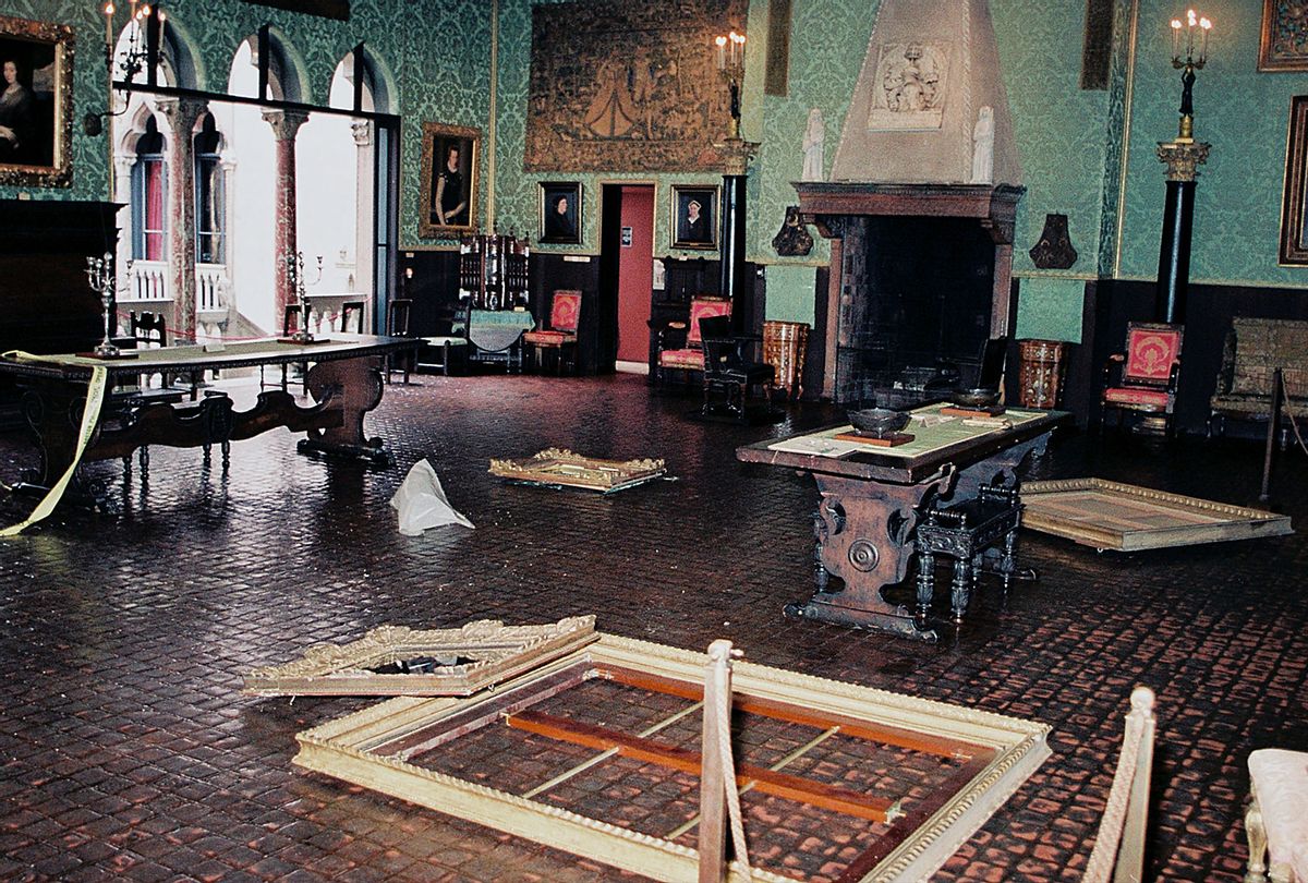 FBI photograph of the crime scene after the Isabella Stewart Gardner Museum robbery. (Netflix)