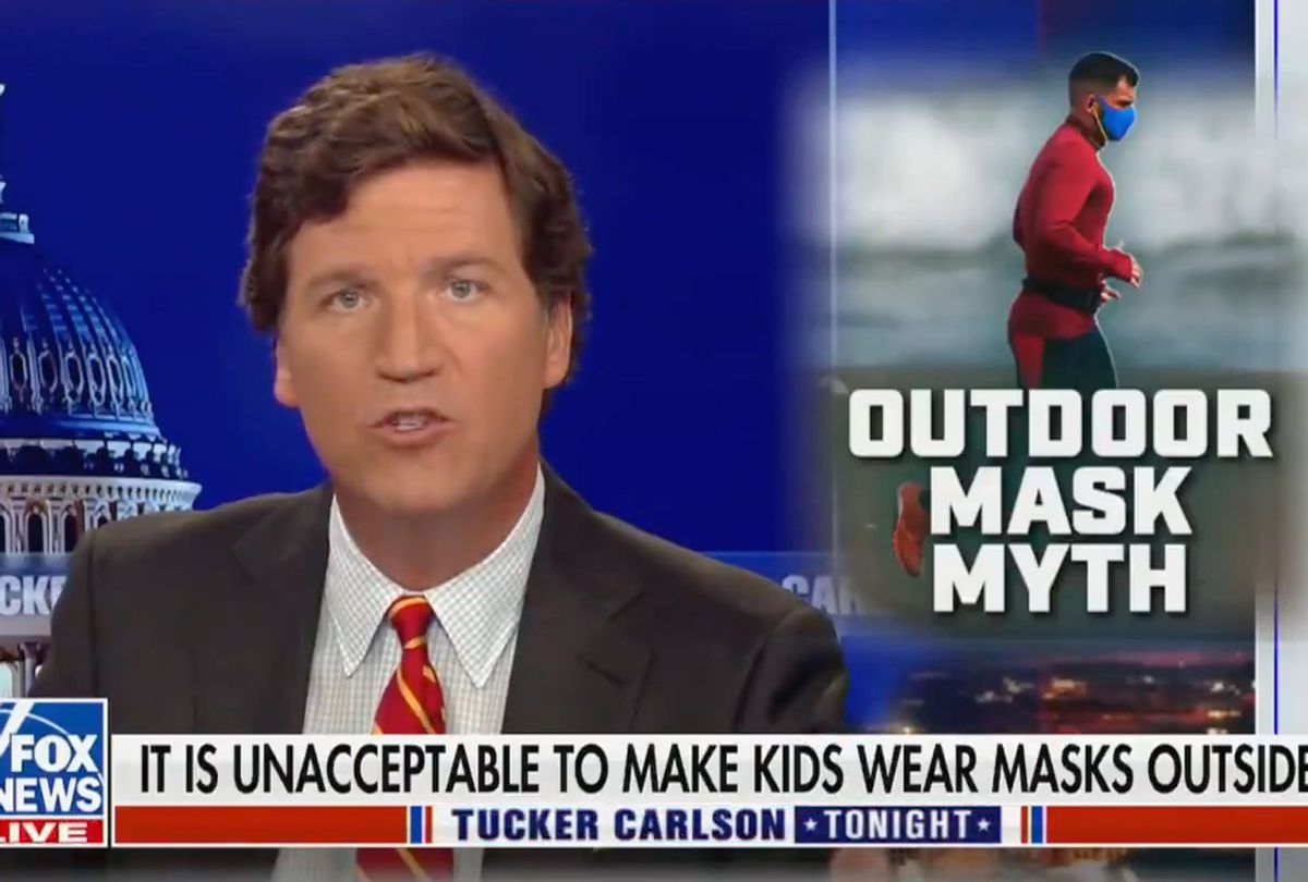 Tucker Carlson equates having children wear face masks to child abuse (FOX News)
