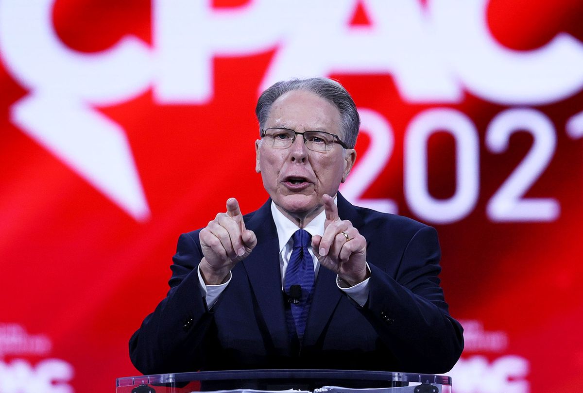 Wayne LaPierre, National Rifle Association, addresses the Conservative Political Action Conference held in the Hyatt Regency on February 28, 2021 in Orlando, Florida. Begun in 1974, CPAC brings together conservative organizations, activists, and world leaders to discuss issues important to them. (Joe Raedle/Getty Images)