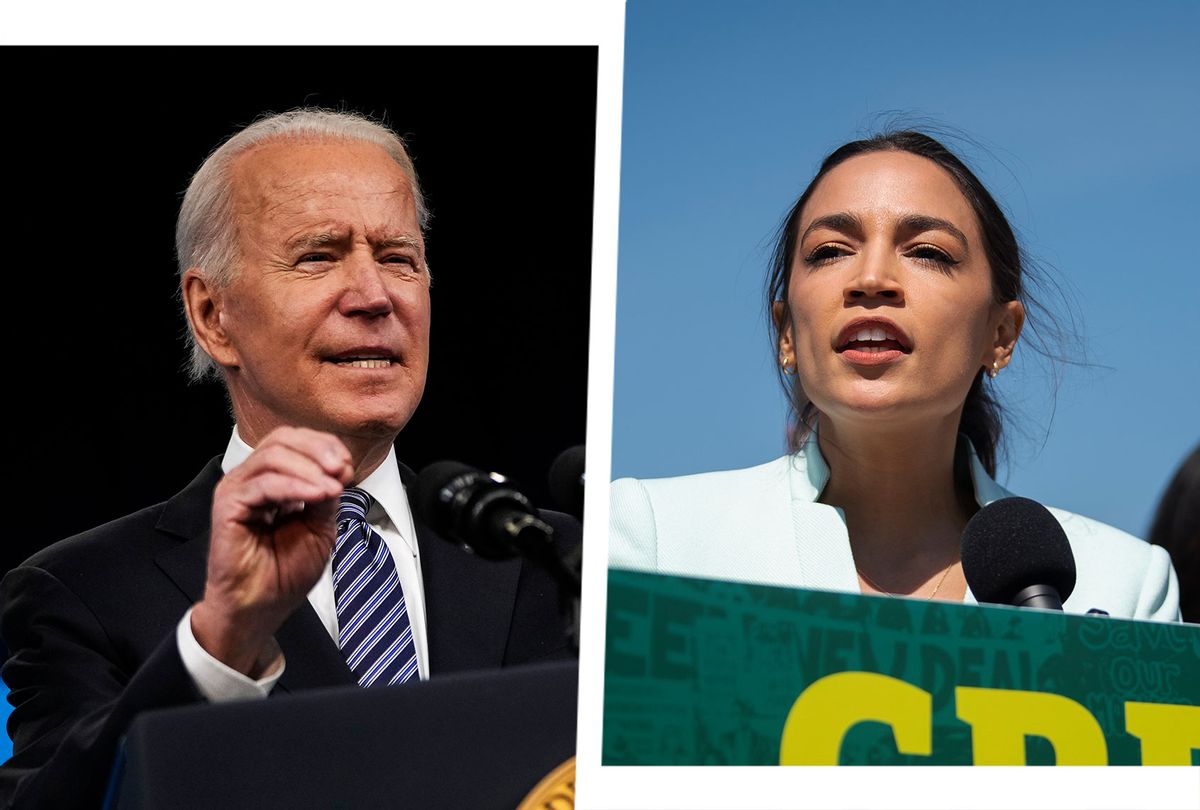 Joe Biden and Alexandria Ocasio-Cortez (Photo illustration by Salon/Getty Images)