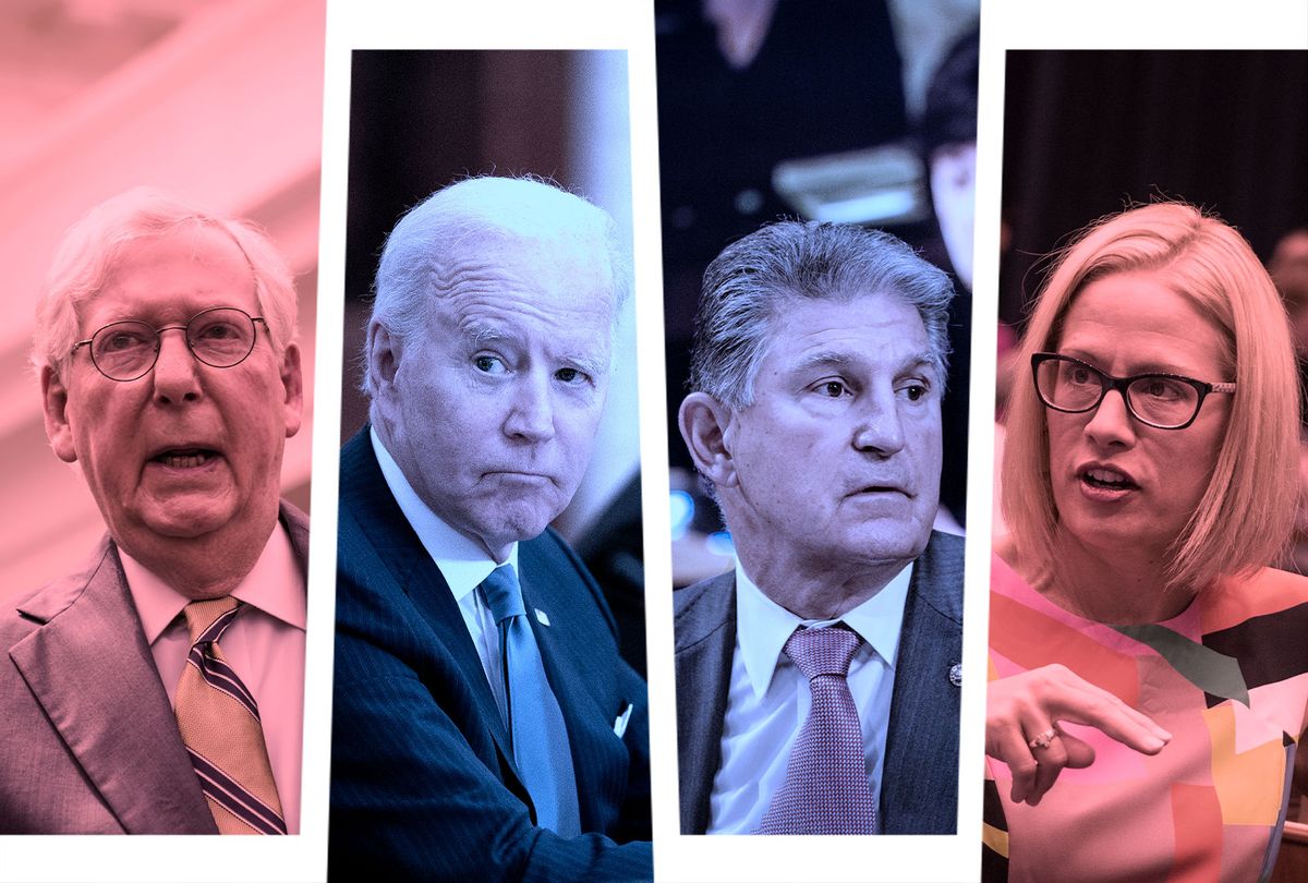 Joe Biden, Mitch McConnell, Joe Manchin and Kyrsten Sinema﻿﻿ (Photo illustration by Salon/Getty Images)