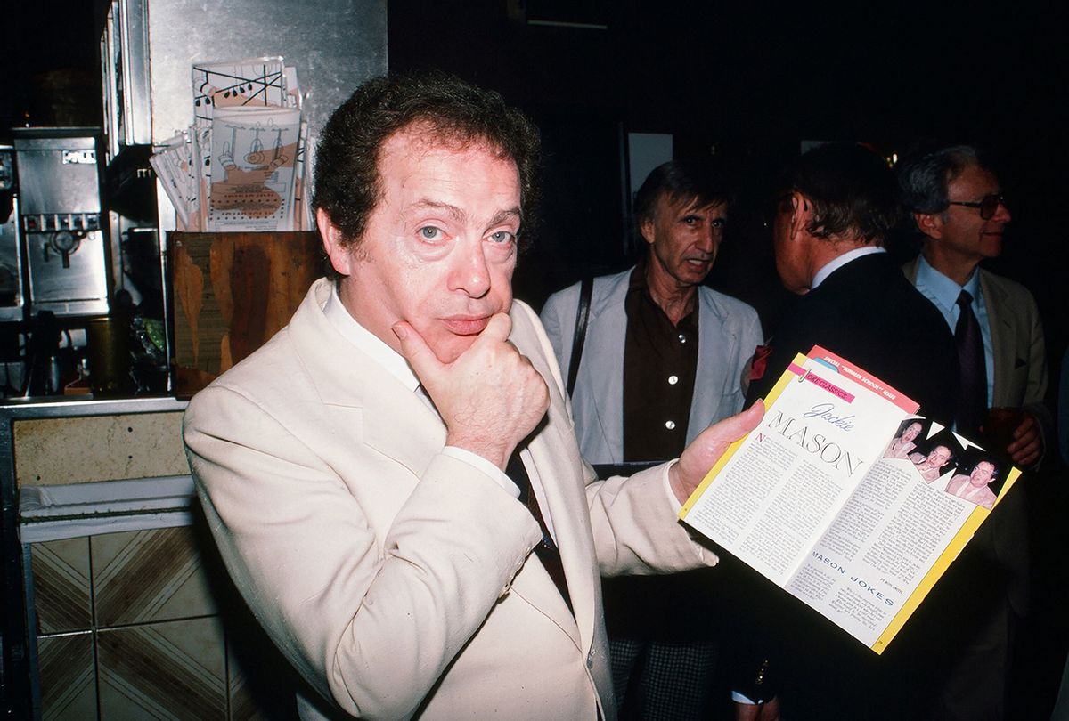 Comedian and actor Jackie Mason poses at the Carnegie Deli in New York, 1987 (Robert R McElroy/Getty Images)